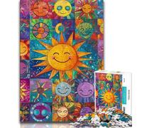 Jigsaws Puzzles 1000 Pieces for Adults Gifts Smiling Sun Collage,Family Game Stress Reliever Difficult Challenge Enhance Love between Couples 50x75cm