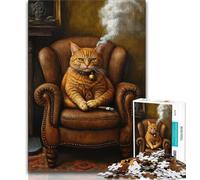 Jigsaws Puzzles 1000 Pieces for Adults Gifts Smoking Cat,family Fun Games Fun at Home Activities,Birthday Present,Travel Gifts (75x50cm)