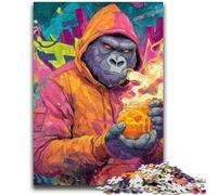 Jigsaws Puzzles 1000 Pieces for Adults Gifts Smoky Chimpanzee Jigsaw,Vibrant And Unique Design Relaxing & Challenging Puzzle Experience (38x26cm)