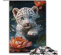 Jigsaws Puzzles 1000 Pieces for Adults Gifts Snow Leopard Baby Decompressing Intellectual Educational Toy Great Gifts And Toys 26x38cm