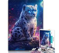Jigsaws Puzzles 1000 Pieces for Adults Gifts Snow Leopard Under The Moon,Challenging Difficult with Fully Interlocking Randomly Shaped Pieces (75x50cm)