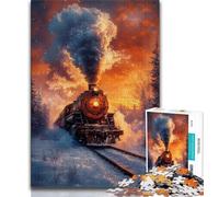 Jigsaws Puzzles 1000 Pieces for Adults Gifts Snow Train Sunset,Family Game Stress Reliever Difficult Challenge Enhance Love between Couples (38x26cm)