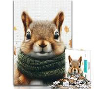 Jigsaws Puzzles 1000 Pieces for Adults Gifts Squirrel Wearing A Scarf Teenager Puzzles,for Educational Game Challenge Toy Birthday Present, Gifts, Wall Art (size 38x26cm)