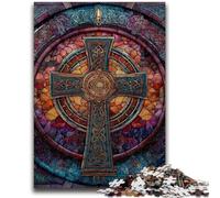 Jigsaws Puzzles 1000 Pieces for Adults Gifts Stained Glass Cross Educational Stress Relief Toy Gifts for Friends And Family 50x75cm