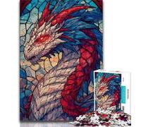 Jigsaws Puzzles 1000 Pieces for Adults Gifts Stained Glass Dragon Puzzles for Teenagers,for Educational Game Challenge Toy Birthday Present, Gifts, Wall Art 75x50cm