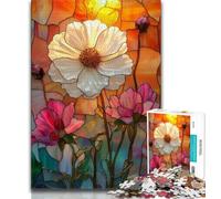 Jigsaws Puzzles 1000 Pieces for Adults Gifts Stained Glass Flowers Puzzles for Teenagers,Brain Teaser - Birthday Gift for Men (size 75x50cm)