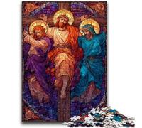Jigsaws Puzzles 1000 Pieces for Adults Gifts Stained Glass Jesus for Age 14 Years And over Decompressing Intellectual Educational Toy Great Gift 26x38cm