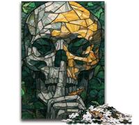 Jigsaws Puzzles 1000 Pieces for Adults Gifts Stained Glass Skull Teenager Puzzles,Perfect for Game Nights, Colorful Toy for Home Gift (50x75cm)