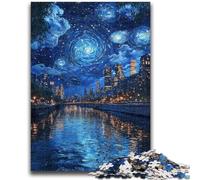 Jigsaws Puzzles 1000 Pieces for Adults Gifts Starry Night over The Seine River Relax Games Educational Game for Birthday, Chrismas for And Age 14 Years Up 26x38cm