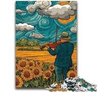 Jigsaws Puzzles 1000 Pieces for Adults Gifts Starry Sky Sunflower Field Puzzles for Adults,Challenging Game for The Whole for Women, Gifts for Men (38x26cm)