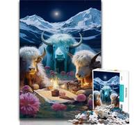 Jigsaws Puzzles 1000 Pieces for Adults Gifts Starry Sky Yak 1000 Piece Puzzle,Stress Reliever Staycation Kill Time Parent-child Interaction 26x38cm