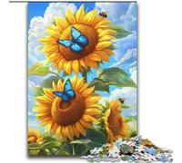 Jigsaws Puzzles 1000 Pieces for Adults Gifts Sunflower Butterfly,Educational Games Home Decoration Unique Home Decor And Gifts 38x52cm