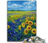 Jigsaws Puzzles 1000 Pieces for Adults Gifts Sunflower Field for Age 14 Years And over Decompressing Intellectual Educational Toy Great Gift 26x38cm