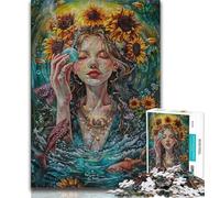 Jigsaws Puzzles 1000 Pieces for Adults Gifts Sunflower Girl Adult Jigsaw,Decompressing Intellectual Educational Toy Perfect Decoration 38x26cm
