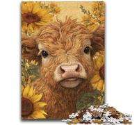 Jigsaws Puzzles 1000 Pieces for Adults Gifts Sunflower Heights Cow Educational Games Home Decoration Educational Game for Birthday, Chrismas 38x26cm