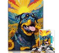 Jigsaws Puzzles 1000 Pieces for Adults Gifts Sunflower Rottweiler,Educational Family Game Wall Decoration Unique Birthday And Xmas Gifts 38x26cm