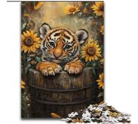 Jigsaws Puzzles 1000 Pieces for Adults Gifts Sunflower Tiger, Decompressing Intellectual Educational Toy Is Ideal As Gifts for The Whole Family (Size 50x75cm)
