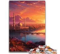 Jigsaws Puzzles 1000 Pieces for Adults Gifts Sunset over The City with Trees for Age 14 Years And over Decompressing Intellectual Educational Toy Great Gift 26x38cm