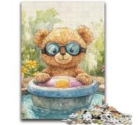 Jigsaws Puzzles 1000 Pieces for Adults Gifts Teddy Bear Sailing Walnut Shell Boat Puzzles for Adults,Stress Reliever Staycation Kill Time Enhance Love between Couples (38x26cm)