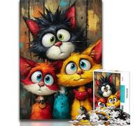 Jigsaws Puzzles 1000 Pieces for Adults Gifts Three Cats 1000 Pieces for Teenagers,Learning Educational Toys Family Games Unique Birthday And Gifts (size 75x50cm)