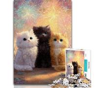 Jigsaws Puzzles 1000 Pieces for Adults Gifts Three Cats 1000 Pieces for Teenagers,Learning Educational Toys Family Games Unique Birthday And Gifts (size 75x50cm)