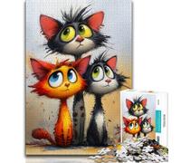 Jigsaws Puzzles 1000 Pieces for Adults Gifts Three Cats 1000 Pieces for Teenagers,Learning Educational Toys Family Games Unique Birthday And Gifts (size 75x50cm)