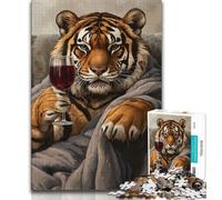 Jigsaws Puzzles 1000 Pieces for Adults Gifts Tiger on The Sofa 1000 Piece Puzzle,Stress Reliever Staycation Kill Time Parent-child Interaction 26x38cm