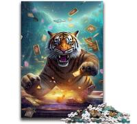 Jigsaws Puzzles 1000 Pieces for Adults Gifts Tiger Poker 1000 Pieces for Teenagers,Fun Games Every Piece Is Unique - Challenging Family Fun Game (50x75cm)
