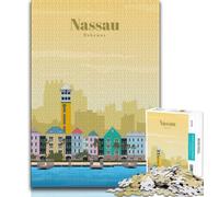 Jigsaws Puzzles 1000 Pieces for Adults Gifts Travel to Nassau,Vibrant And Unique Design Relaxing & Challenging Puzzle Experience (38x26cm)