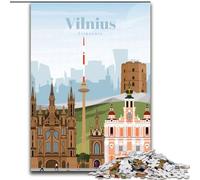Jigsaws Puzzles 1000 Pieces for Adults Gifts Travel to Vilnius, Suitable for Ages 14 And Up Home Decor Deal As Gifts for The Whole Family 26x38cm