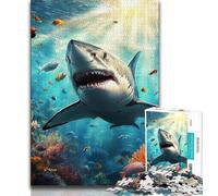 Jigsaws Puzzles 1000 Pieces for Adults Gifts Undersea Shark 1000 Piece Jigsaw,Enhance Love between Couples for Ages 14+ (size 75x50cm)