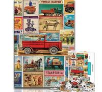 Jigsaws Puzzles 1000 Pieces for Adults Gifts Vintage Postage Stamps Collage, Classic Educational Games,Secret Santa Gifts for Age 14 Years Up 38x26cm