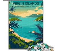 Jigsaws Puzzles 1000 Pieces for Adults Gifts Virgin Islands National Park Poster, Suitable for Ages 14 And Up Home Decor Deal As Gifts for The Whole Family 50x75cm