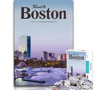 Jigsaws Puzzles 1000 Pieces for Adults Gifts Visit Boston,Vibrant And Unique Design Relaxing & Challenging Puzzle Experience (38x26cm)