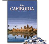 Jigsaws Puzzles 1000 Pieces for Adults Gifts Visit Cambodia Family Entertainment Toys with Matching Poster And Trivia Sheet (38x52cm) 1000pcs