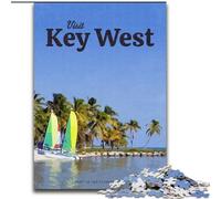 Jigsaws Puzzles 1000 Pieces for Adults Gifts Visit Key West Family Entertainment Toys with Matching Poster And Trivia Sheet (50x75cm) 1000pcs