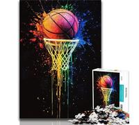 Jigsaws Puzzles 1000 Pieces for Adults Gifts Watercolor Basketball Adult Jigsaw,Challenging Game Gifts for Is Ideal As A Gift for The Whole Family (size 75x50cm)