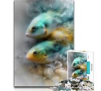 Jigsaws Puzzles 1000 Pieces for Adults Gifts Watercolor Fish Jigsaw,Vibrant And Unique Design Relaxing & Challenging Puzzle Experience 38x26cm