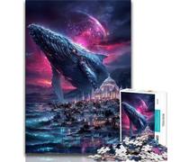 Jigsaws Puzzles 1000 Pieces for Adults Gifts Whale on The Castle 1000 Piece Puzzle,Perfect for Game Nights, Colorful Toy for Home Gift (size 75x50cm)