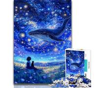 Jigsaws Puzzles 1000 Pieces for Adults Gifts Whales Under The Starry Sky,Decompressing Intellectual Educational Toy Birthday Present,Gifts (75x50cm)