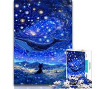 Jigsaws Puzzles 1000 Pieces for Adults Gifts Whales Under The Starry Sky,Help The Brain Exercise Addictive Toys to Cultivate Patience Wall Decoration 38x26cm