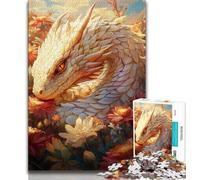 Jigsaws Puzzles 1000 Pieces for Adults Gifts White Baby Dragon 1000 Pieces for Teenagers,with Matching Poster And Trivia Sheet for Ages 14+ 38x26cm