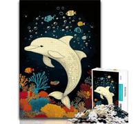 Jigsaws Puzzles 1000 Pieces for Adults Gifts White Dolphin,Decompressing Intellectual Educational Toy Birthday Present,Gifts (75x50cm)