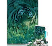 Jigsaws Puzzles 1000 Pieces for Adults Gifts White Tiger in The Grass,Family Activity Fun at Home Activities,Birthday Present,Travel Gifts 38x26cm