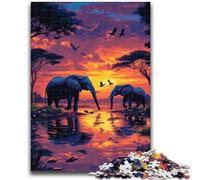 Jigsaws Puzzles 1000 Pieces for Teenagers Gifts African Elephants Stress Reliever Difficult Challenge Is Ideal As Gifts for The Whole Family 50x75cm