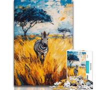 Jigsaws Puzzles 1000 Pieces for Teenagers Gifts African Zebra Oil Painting 1000 Piece Puzzle,Suitable for Desktop Decoration for And Age 14 (size 38x26cm)