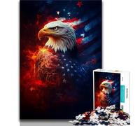 Jigsaws Puzzles 1000 Pieces for Teenagers Gifts American Flag Eagle 1000 Piece Puzzle,Suitable for Desktop Decoration for And Age 14 (size 75x50cm)