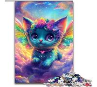 Jigsaws Puzzles 1000 Pieces for Teenagers Gifts Angel Cat, Challenging Difficult with Fully Interlocking Randomly Shaped Pieces (Size 50x75cm)
