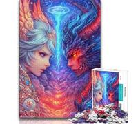 Jigsaws Puzzles 1000 Pieces for Teenagers Gifts Angel Devil Anime Girl Adult Puzzles,Stress Reliever Difficult Challenge Suitable for Desktop Decoration (size 38x26cm)