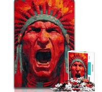 Jigsaws Puzzles 1000 Pieces for Teenagers Gifts Angry Native American Adult Puzzles,Stress Reliever Difficult Challenge Suitable for Desktop Decoration (size 38x26cm)